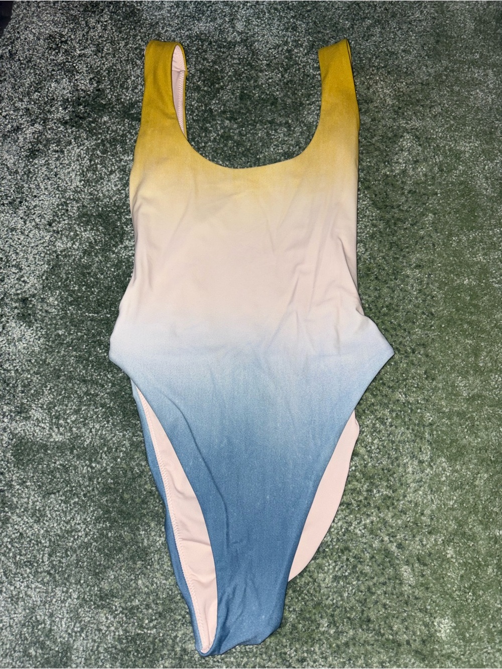 aerie Yellow to Blue Ombre Scoop One-Piece Swim